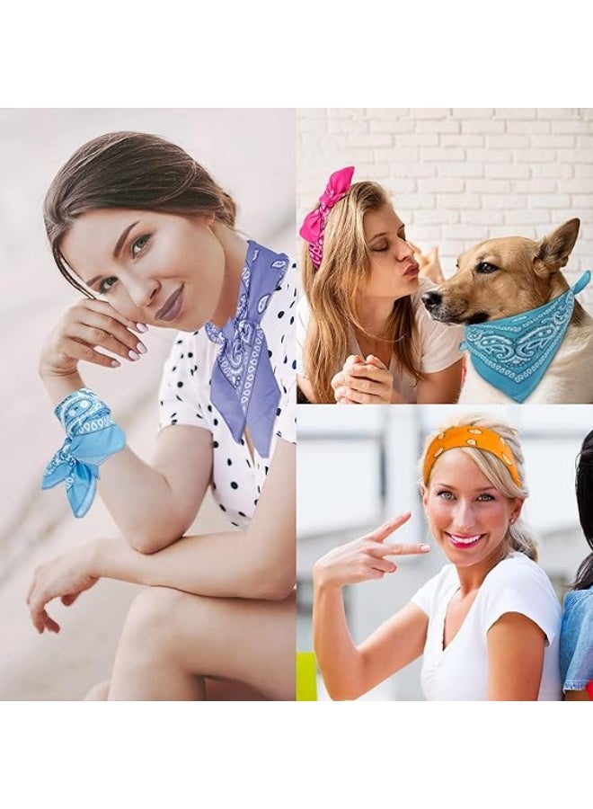 CLENEA 14 pieces Bandanas Paisley Print, Novelty Headband, Square Scarf Cowboy Bandanas for Halloween Party Costume, Women Men Boy Girl - Image 4